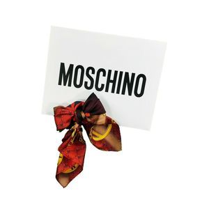 Moschino Red Question Mark Luggage Silk Scarf